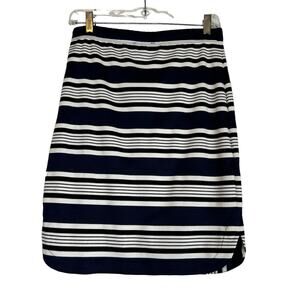 Max Studio Skirt Womens Size XS Navy Blue Black Stripes Stretchy Sporty Summer
